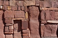 The stonework of the walls at Tiwanaku Ruins. Bolivia, South America.