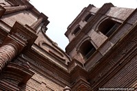 Santa Cruz cathedral, 2 faces of red brick. Bolivia, South America.
