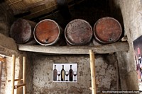 Very old antique wine barrels on display at La Casa Vieja near Tarija. Bolivia, South America.