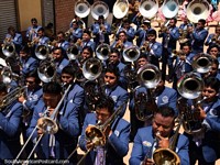 Bolivia Photo - Brass band of Copacabana rev up the streets with a full blown performance for carnival, end of January.