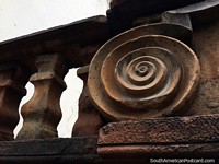 Spiral stone facade on the walls around the cathedral in Sucre. Bolivia, South America.