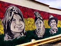 People of the culture, 1st of 3 similar works of street art in Sucre. Bolivia, South America.