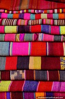 Traditional colors of blankets to wrap around you in the higher altitude in Tarabuco. Bolivia, South America.