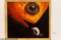 Bolivia Photo - Big orange fish and a small infant, painting by Douglas Rivera on exhibition in Santa Cruz.