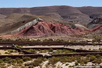 Rocky mountains with several color shades, the interesting scenery around Tica Tica, between Potosi and Uyuni. Bolivia, South America.