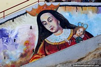 Queen and future King, an amazing piece of street art near the famous church of Socavon Sanctuary in Oruro.