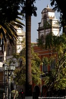 Compania de Jesus Temple in Cochabamba, view of 2 towers from the main square.