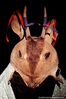 Mask representing a deer (ciervo) for the dance called Guasu guasu, Tarija region, Musef museum, La Paz. Bolivia, South America.