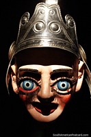 Archangel San Miguel with metal helmet, 20th century mask from the La Paz region, Musef museum, La Paz.