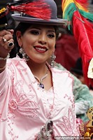 A woman celebrates the cultural expression of the El Gran Poder festival in La Paz. Bolivia, South America.