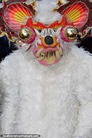 Bolivia has an amazing tradition of masks, the white bear seen at El Gran Poder parade in Sucre. Bolivia, South America.