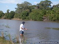 Fishing for piranha in the Pantanal. Brazil, South America.