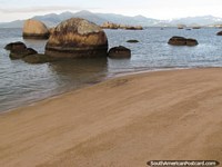 A boulder city at a beach on the mainland across the bridge from the island in Florianopolis. Brazil, South America.