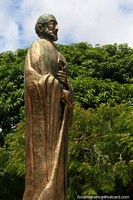 The gold statue at the fishermens plaza Praca do Pescador in Santarem. Brazil, South America.