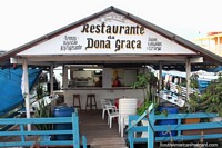 Visit Restaurante da Dona Graca, a boat serving good cheap food in Santarem, located on the waterfront. Brazil, South America.