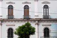 Palacio Antonio Lemos, una hermosa fachada de ventanas de arco en Belem. Brasil, Sudamerica.