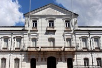 Sodre Palace, the front central face, located beside plaza Praca D. Pedro II in Belem.