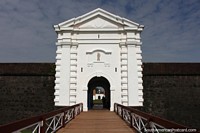 The arched entrance into the fort in Macapa - Fortaleza de Sao Jose. Brazil, South America.