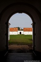 View through the arched entrance into the fort in Macapa - Fortaleza de Sao Jose. Brazil, South America.
