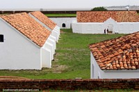 View of the inner courtyard of buildings at the fortress in Macapa. Brazil, South America.
