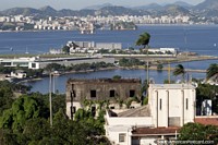 Stunning views of the harbor at a closer distance can be seen from Santa Teresa hill in Rio de Janeiro.
