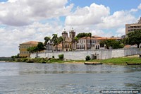 Penedo, view from the river, Museum Paco Imperial e Memorial - yellow building and cathedral. Brazil, South America.