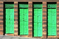 4 green doors in a row, art for arts sake, Penedo. Brazil, South America.