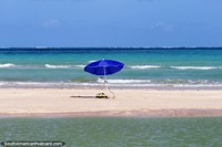 Um guarda-chuva, a areia, o mar, de que mais precisa? Praia de Maragogi. Brasil, América do Sul.