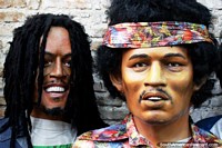Jimi Hendrix y una estrella de reggae en el Museo de Bonecos en Recife. Brasil, Sudamerica.
