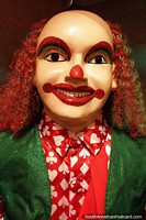 Brazil Photo - Bald clown with red and green outfit and the same color hair, Olinda Bonecos.