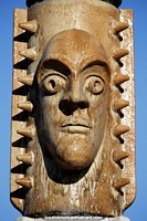 Bug-eyed face of ceramic, this work has lots of parts, A Pedra do Reino, Joao Pessoa. Brazil, South America.