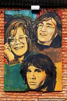 Janis Joplin, John Lennon e Jim Morrison, um mural em Pipa. Brasil, América do Sul.
