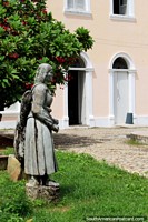 Stone sculpture of an indigenous woman in the gardens at the Cultural Palace in Natal. Brazil, South America.