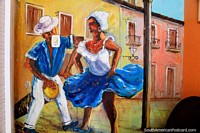 An exceptional mural of dancers dancing in the streets in Sao Luis. Brazil, South America.