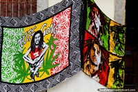 Tuff Gong, Reggae and Bob Marley towels in Sao Luis. Brazil, South America.