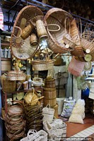 A beautiful variety of cane products including baskets at Central Market in Belo Horizonte. Brazil, South America.