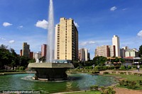 Plaza Raul Soares with a huge fountain spurting water in Belo Horizonte.