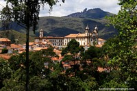 View of Ouro Preto from across the valley near the bus terminal. Brazil, South America.