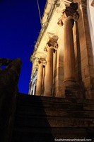 Columns and stone, Baroque architecture at night in Ouro Preto. Brazil, South America.