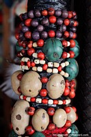 Jewelry made from large seeds at the crafts fair in Porto Velho.