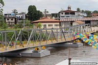 Port of Tonantins with a strong bridge out to the passenger and transport boats of the Amazon. Brazil, South America.