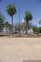 Big open park in Corumba with palm trees - Independence Park. Brazil, South America.