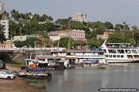 Brazil Photo - The awesome waterfront in Corumba with boats, historic center and many trees.