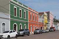 Historic buildings along the main street in front of the river in Corumba.