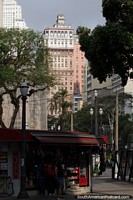 Huge pink building, one of many amazingly huge structures in Sao Paulo.