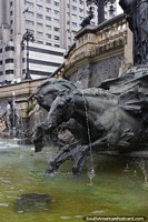 Bronze horse fountain, great monument in Sao Paulo. Brazil, South America.