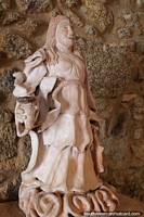 Larger version of Woman in fine dress, ceramic work at Sao Jose da Ponta Grossa Fort in Florianopolis.