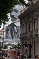 Larger version of Joao da Cruz and Sousa (1861-1898), a Brazilian poet and journalist, huge mural at the palace in Florianopolis.