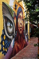Larger version of Indigenous girl and animals, mural in Porto Alegre.