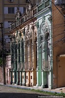 Row of old art-deco buildings in Rio Grande. Brazil, South America.